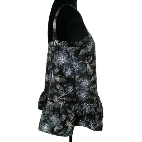 NEW‎ $595 CO Blouse Top 100% Silk Embroidered Top Floral Ruffle Size Medium - Picture 7 of 10